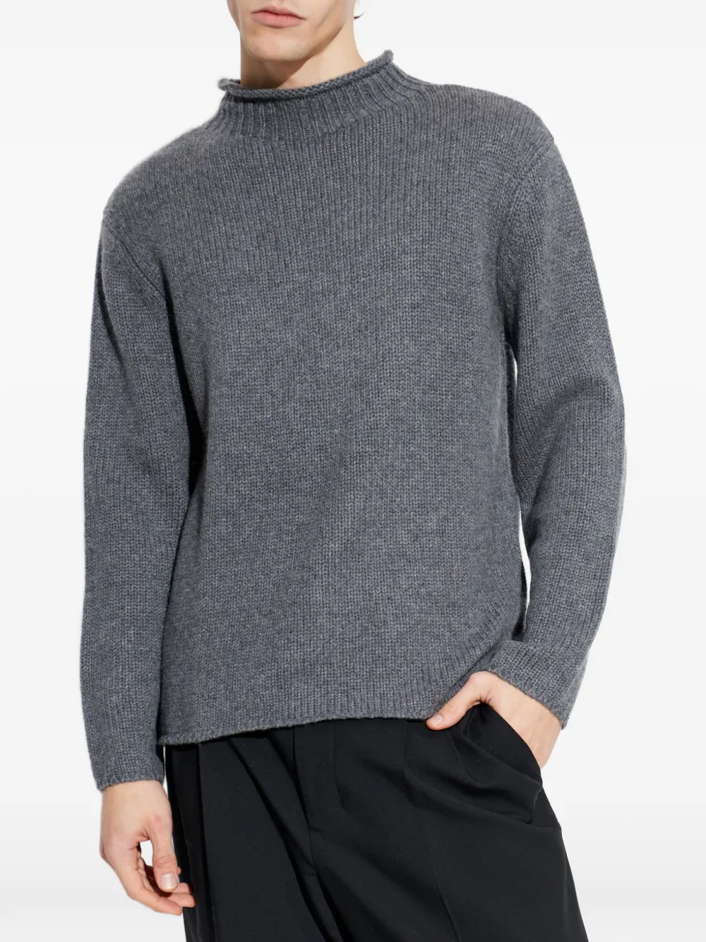  Lisa Yang Sylvan High-neck Ribbed Sweater - Grey 