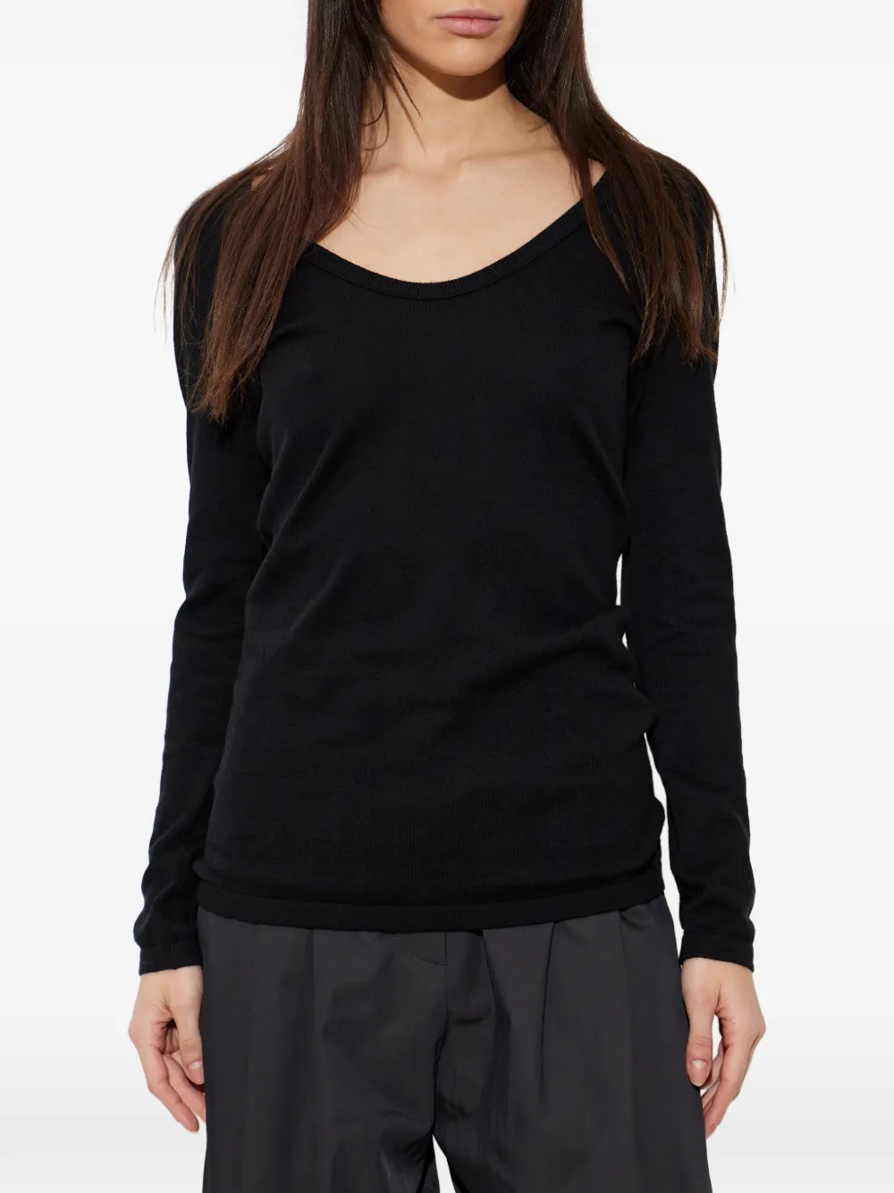  Lisa Yang Amalea Scoop-neck Long-sleeve T-shirt - Black 