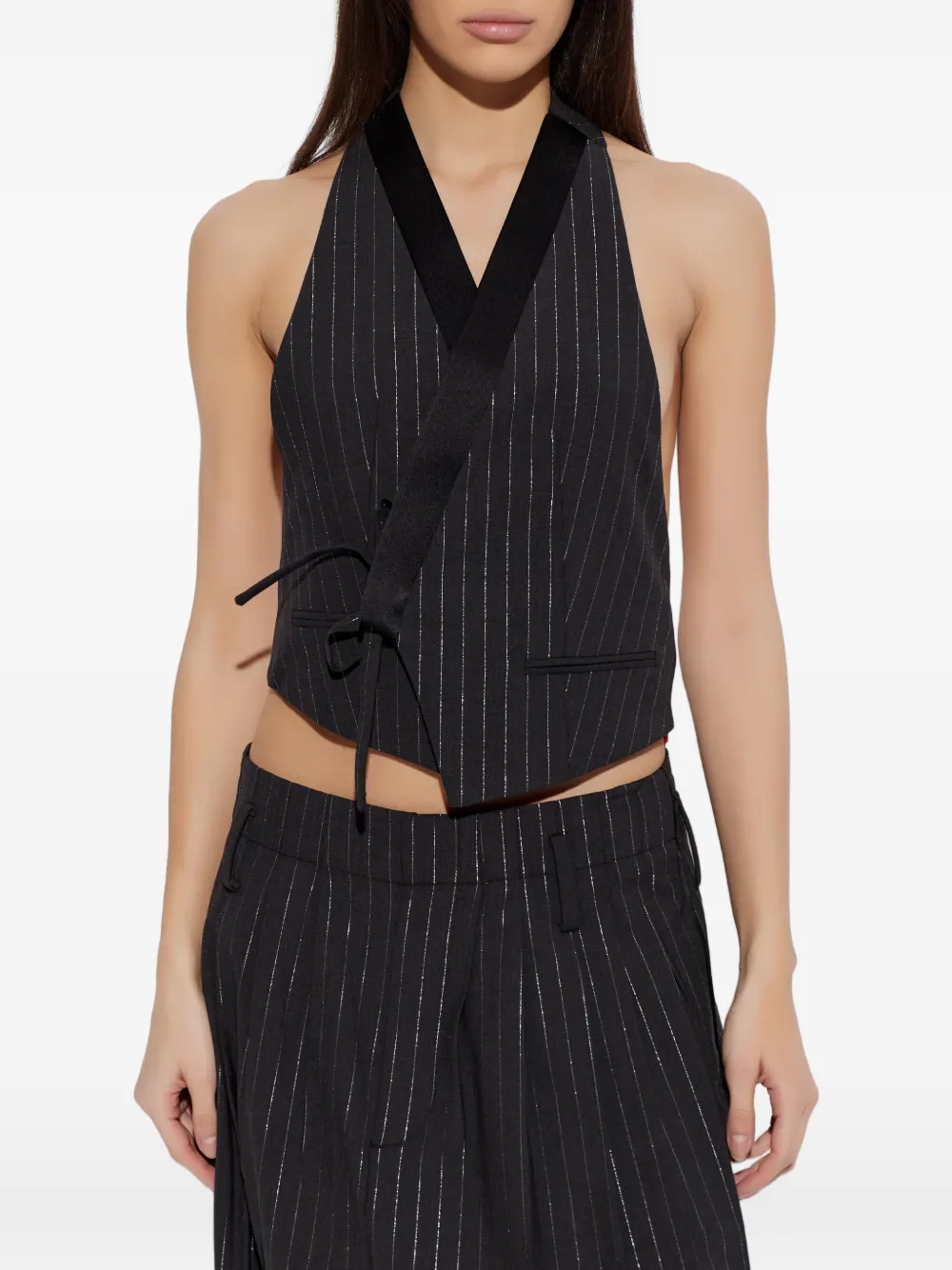 Kenzo Lurex gilet met krijtstreep Zwart
