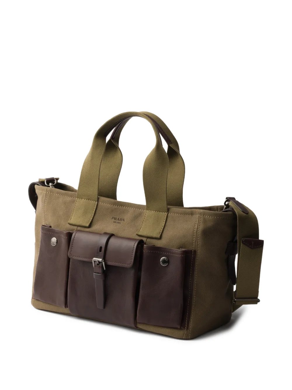  Prada Large Route Pocket Tote Bag - Green 
