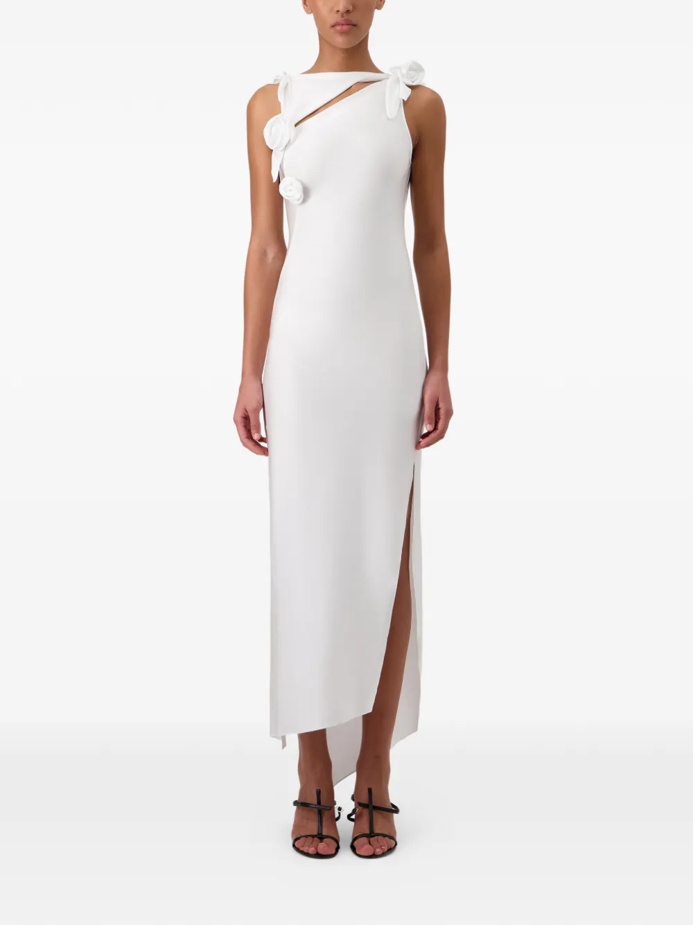  Coperni Rosette Knot Asymmetric Dress - White 