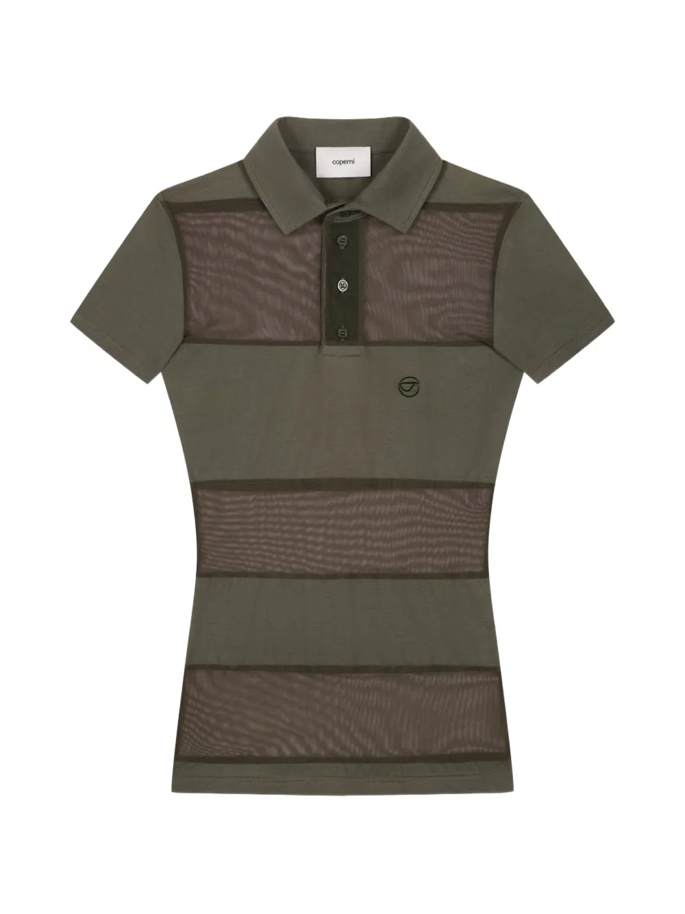 Coperni sheer striped button polo shirt - Verde