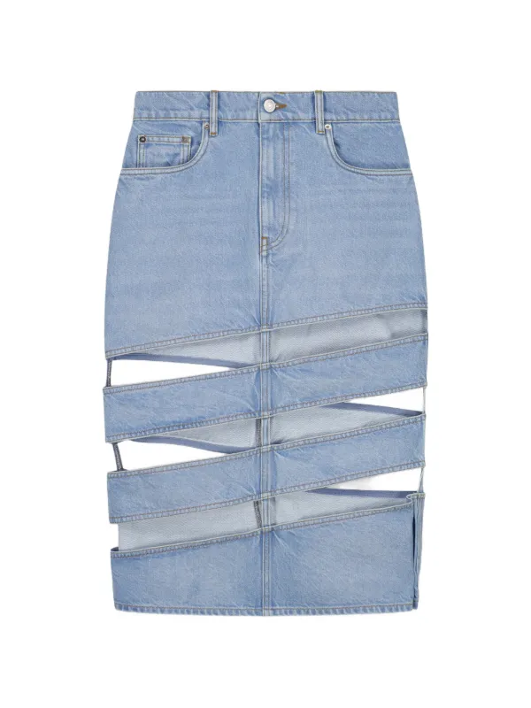 Coperni Spiral Denim Skirt in Blue