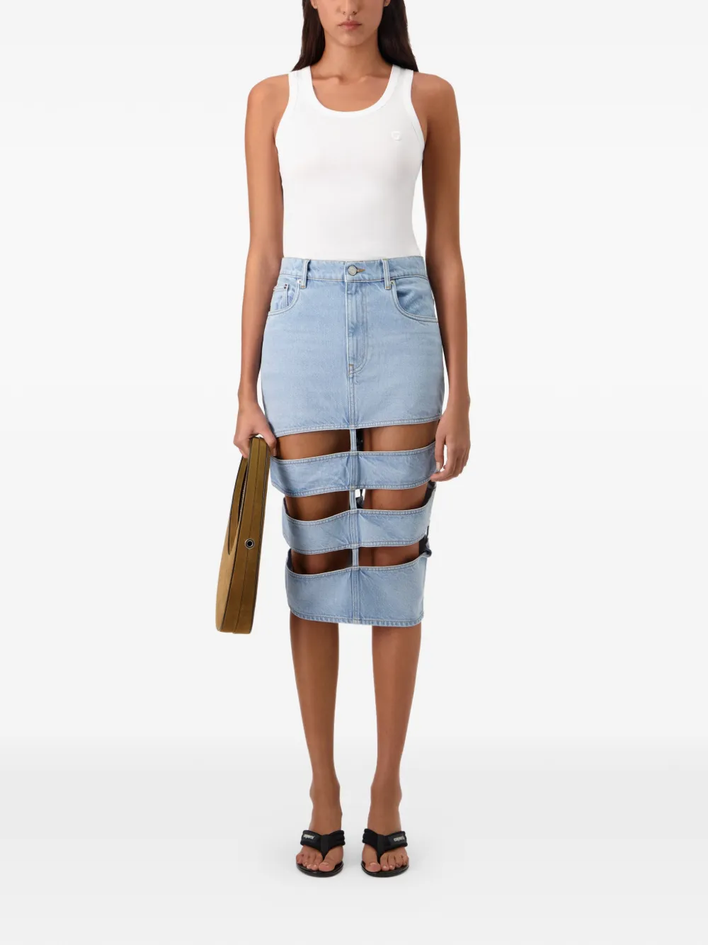  Coperni Midi Spiral Denim Skirt - Blue 