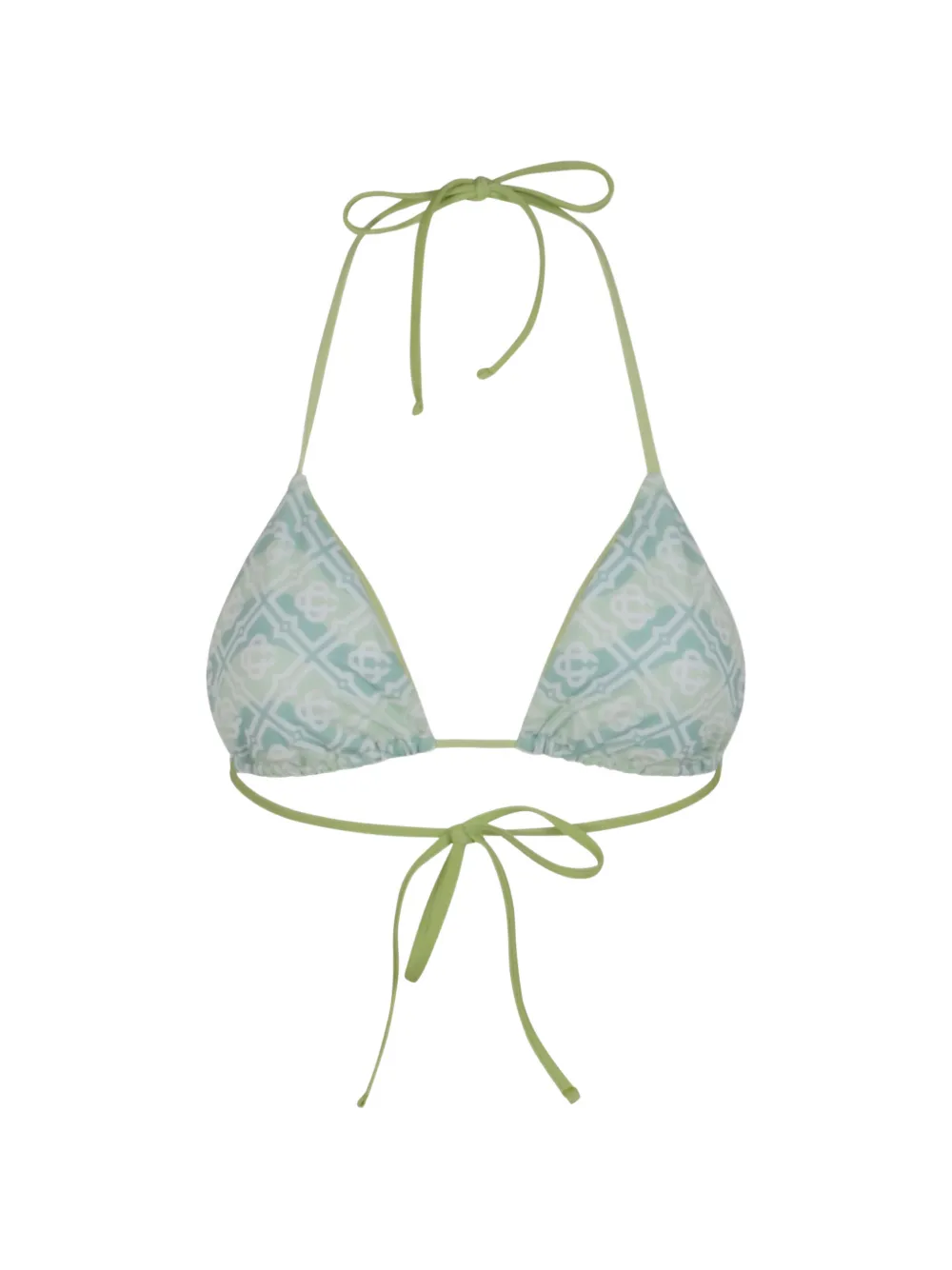  Casablanca Wavy-monogram Tie Bikini Top - Green 