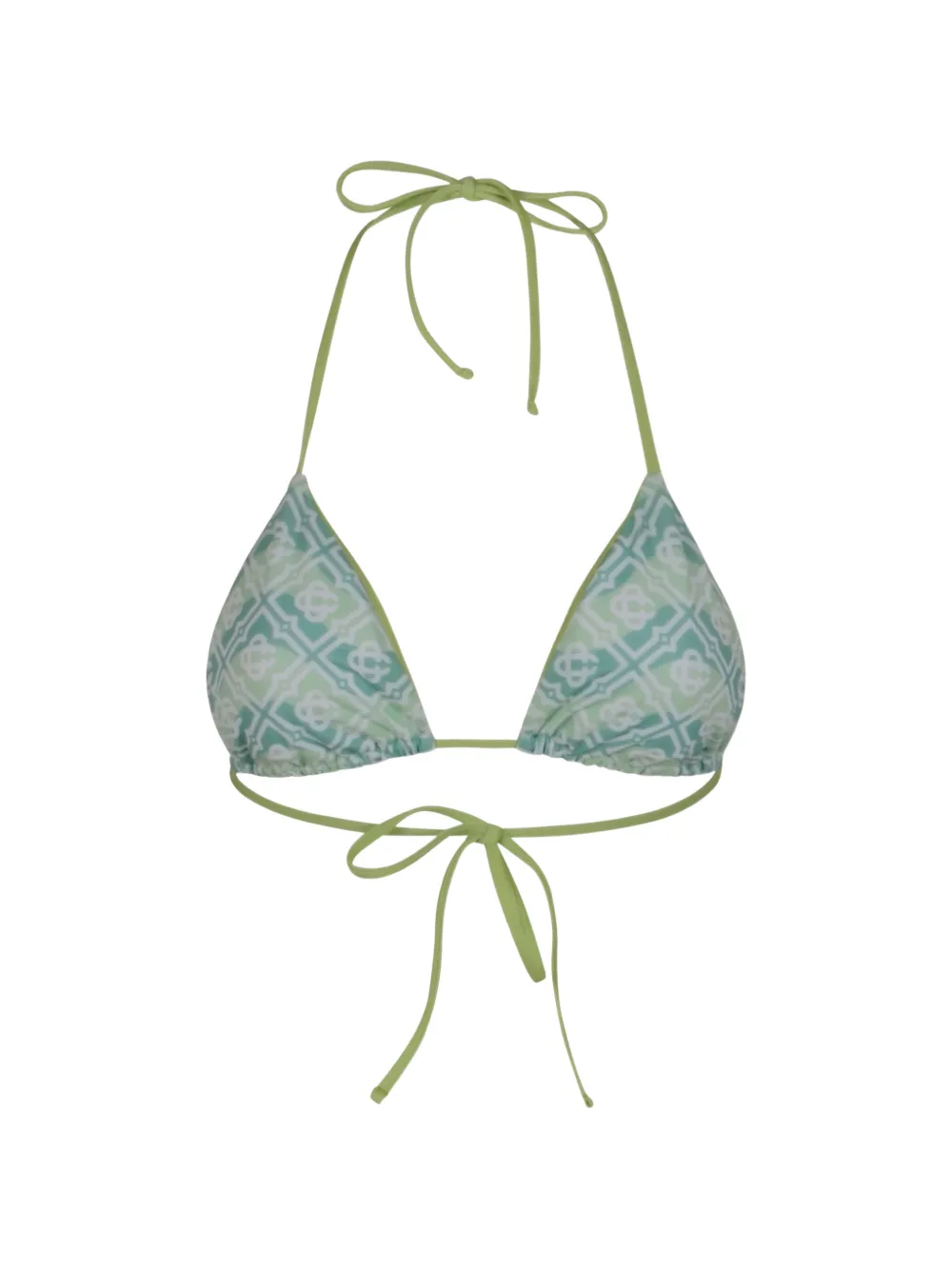 Casablanca wavy-monogram tie bikini top - Verde