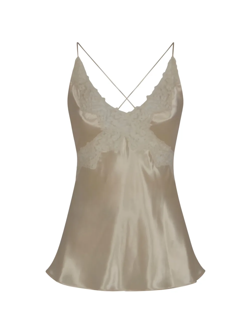 Alberta Ferretti lace-trim cross-back top - White