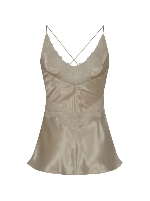 Alberta Ferretti lace-trim cross-back Top | White | FARFETCH CA