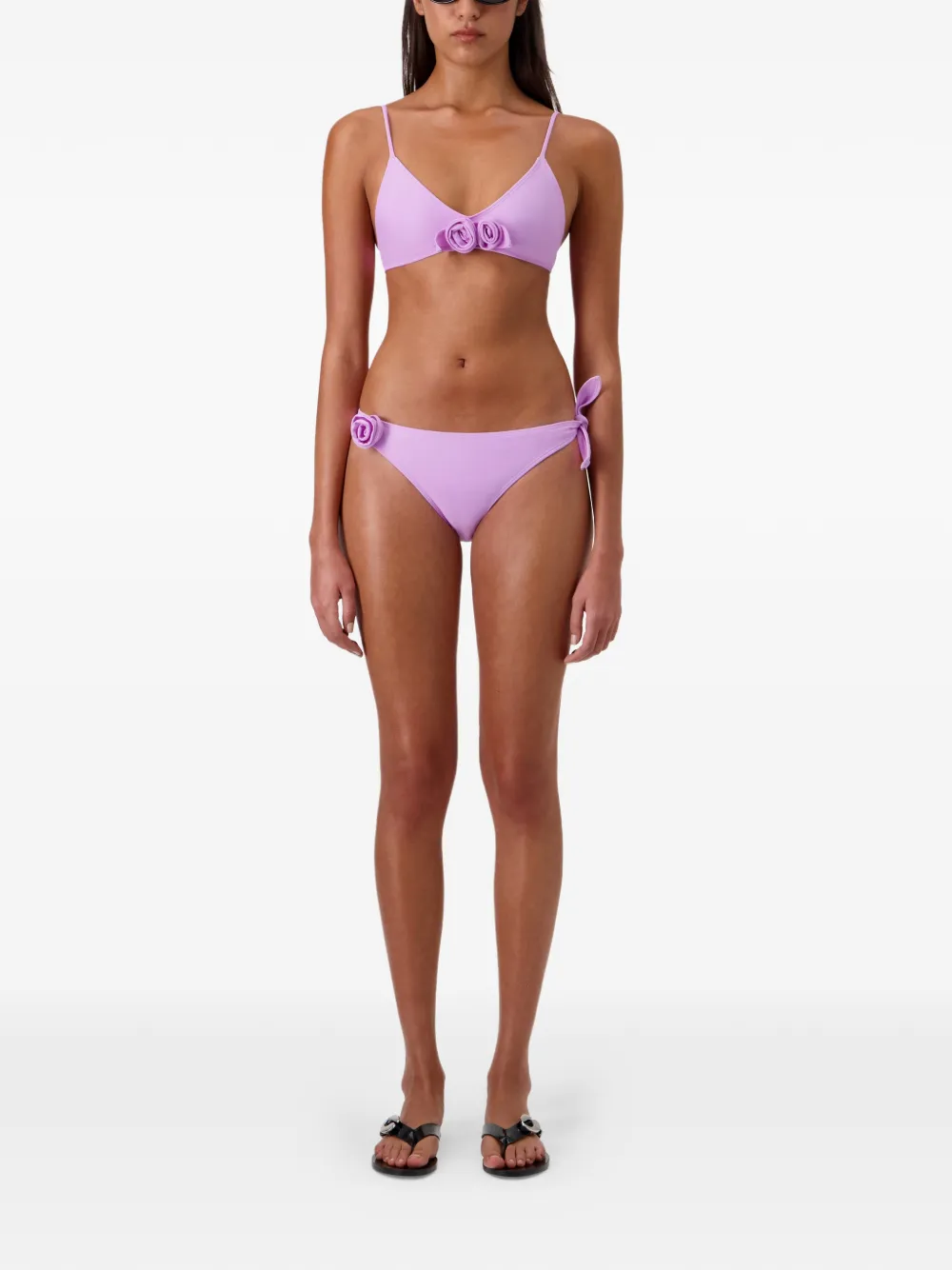  Coperni Flower Gathered Bikini Top - Purple 
