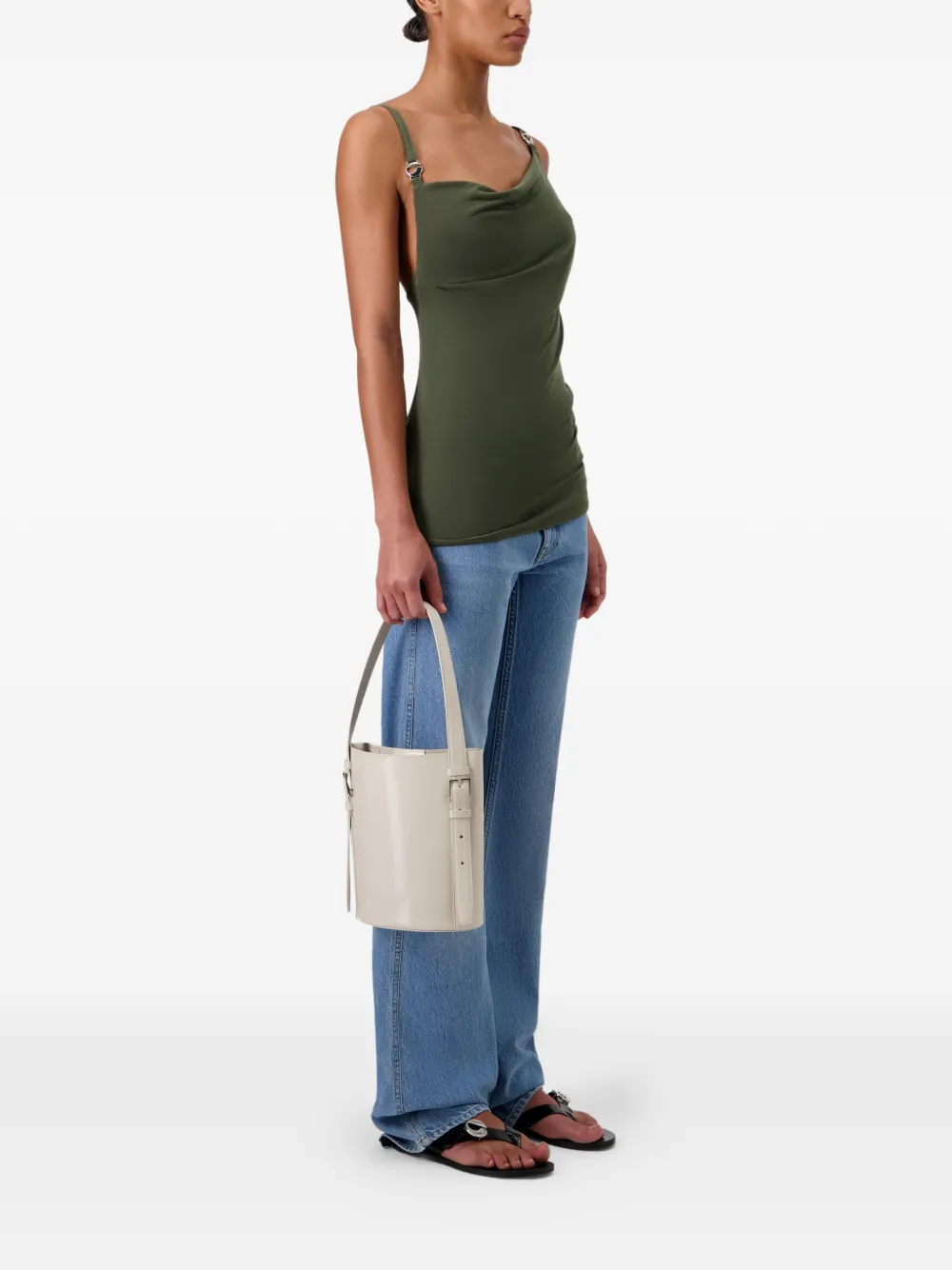  Coperni Draped Strap Logo Blouse - Green 