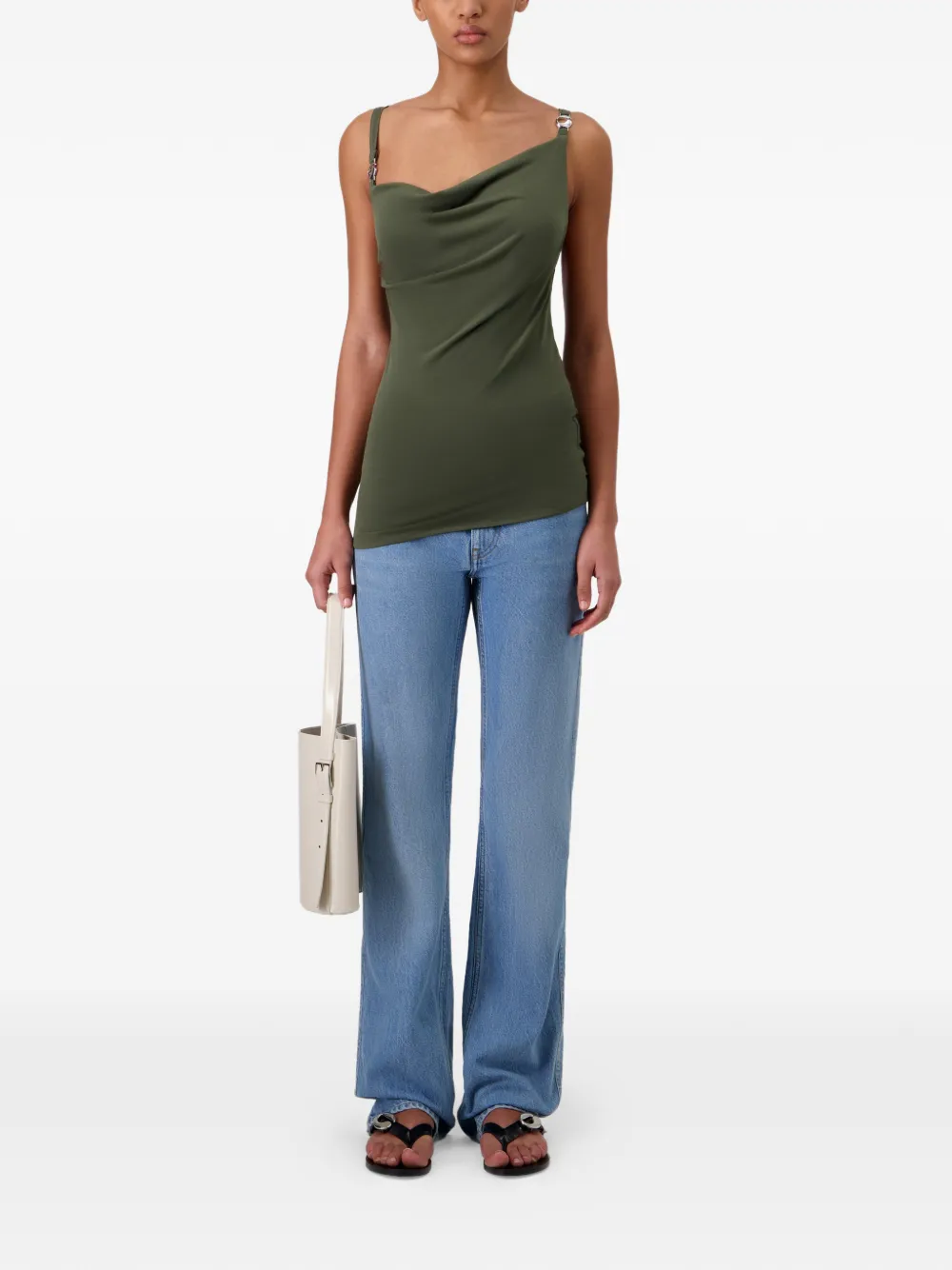  Coperni Draped Strap Logo Blouse - Green 