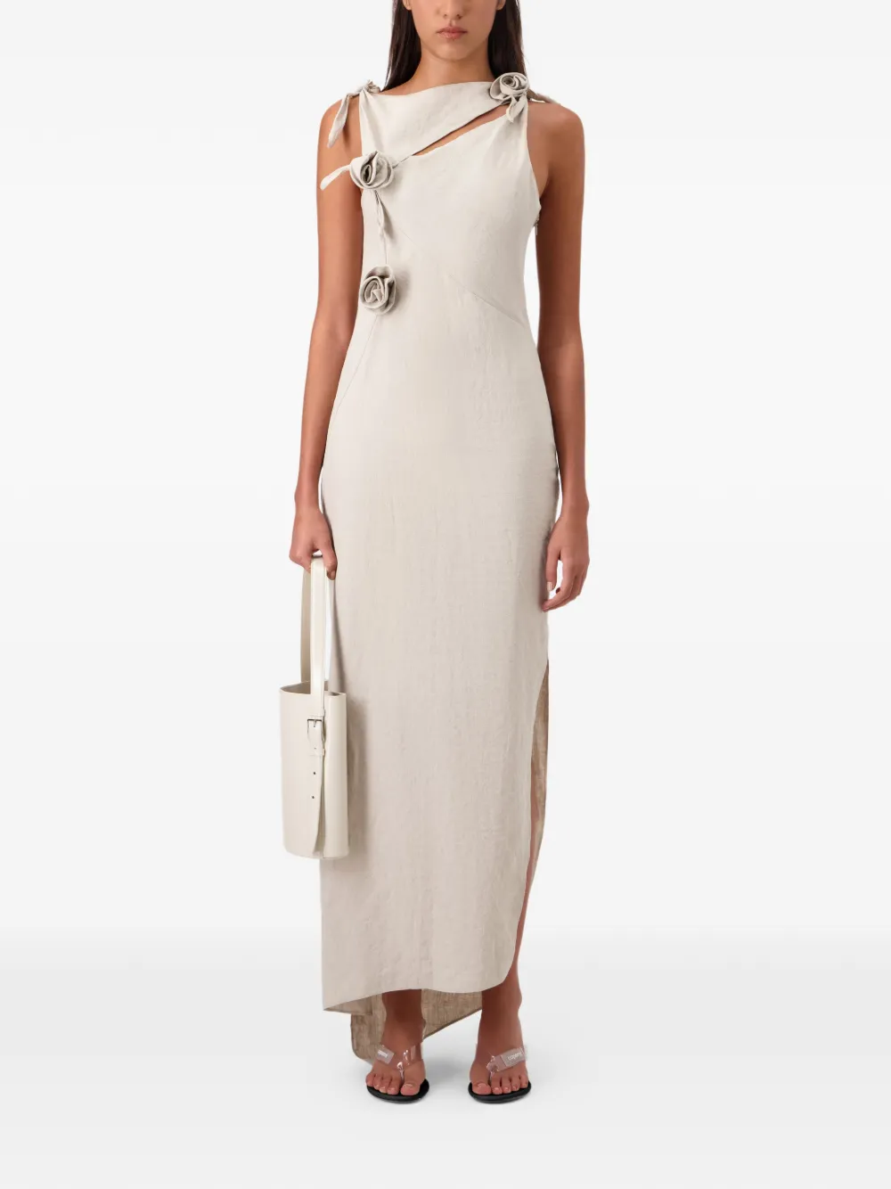 Coperni Rosette Knots maxi-jurk met bloemenprint Beige