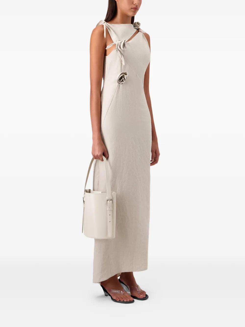 Coperni Rosette Knots maxi-jurk met bloemenprint Beige