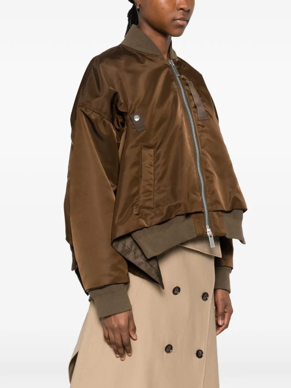  Sacai Zipped Bomber Jacket - Green 