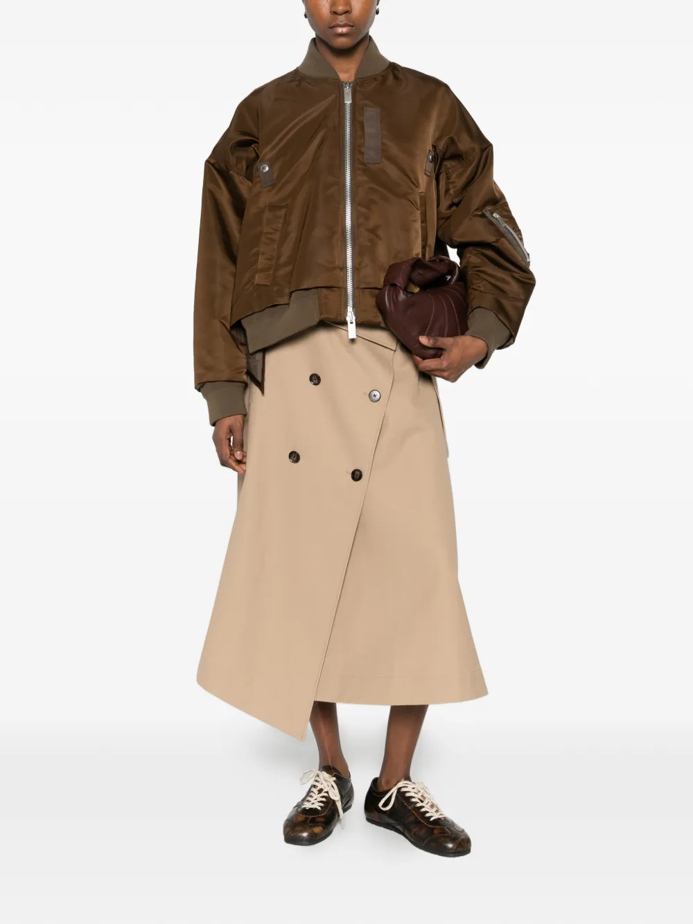  Sacai Zipped Bomber Jacket - Green 