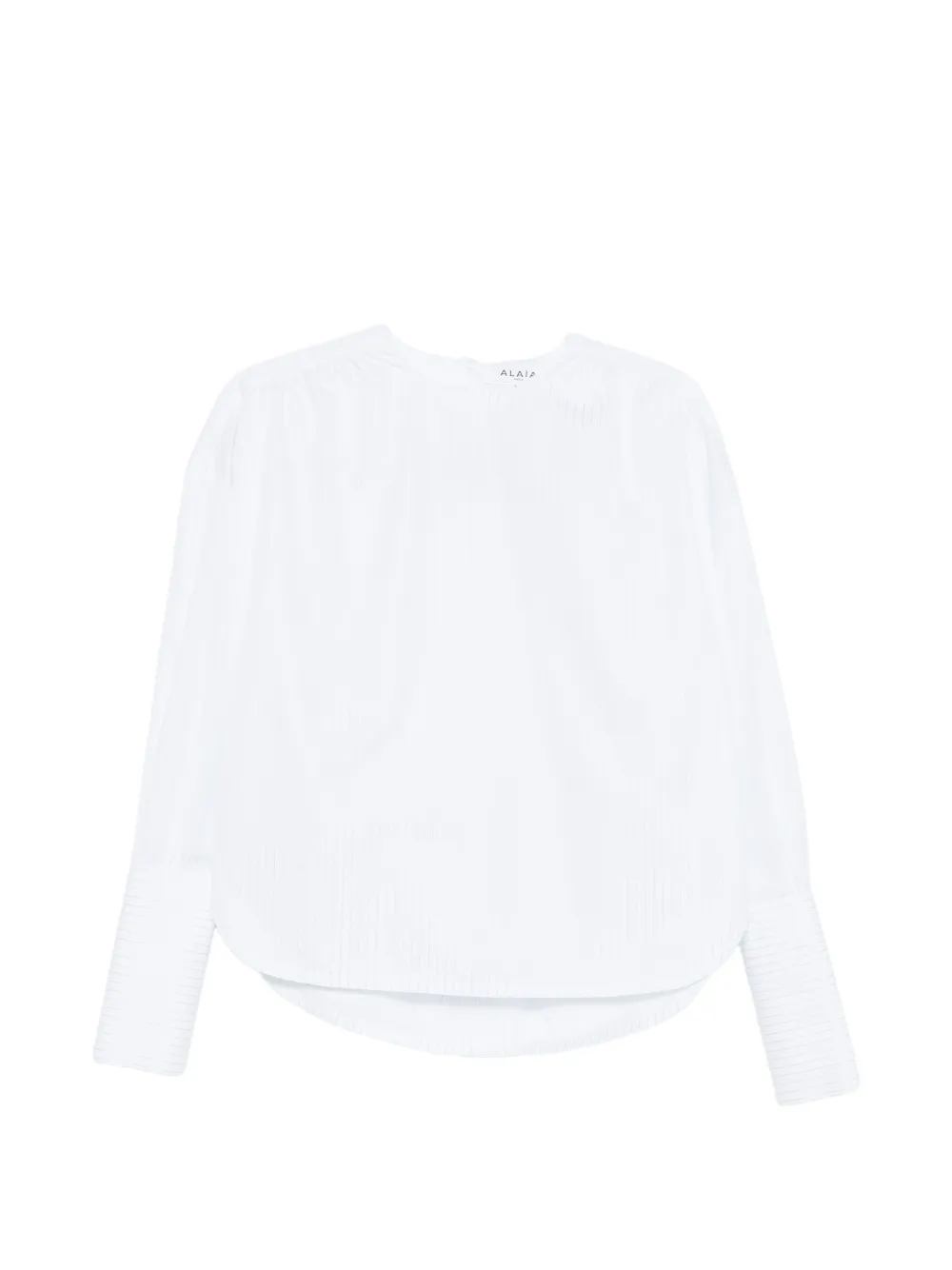 Stripped-Pattern Long-Sleeve Blouse