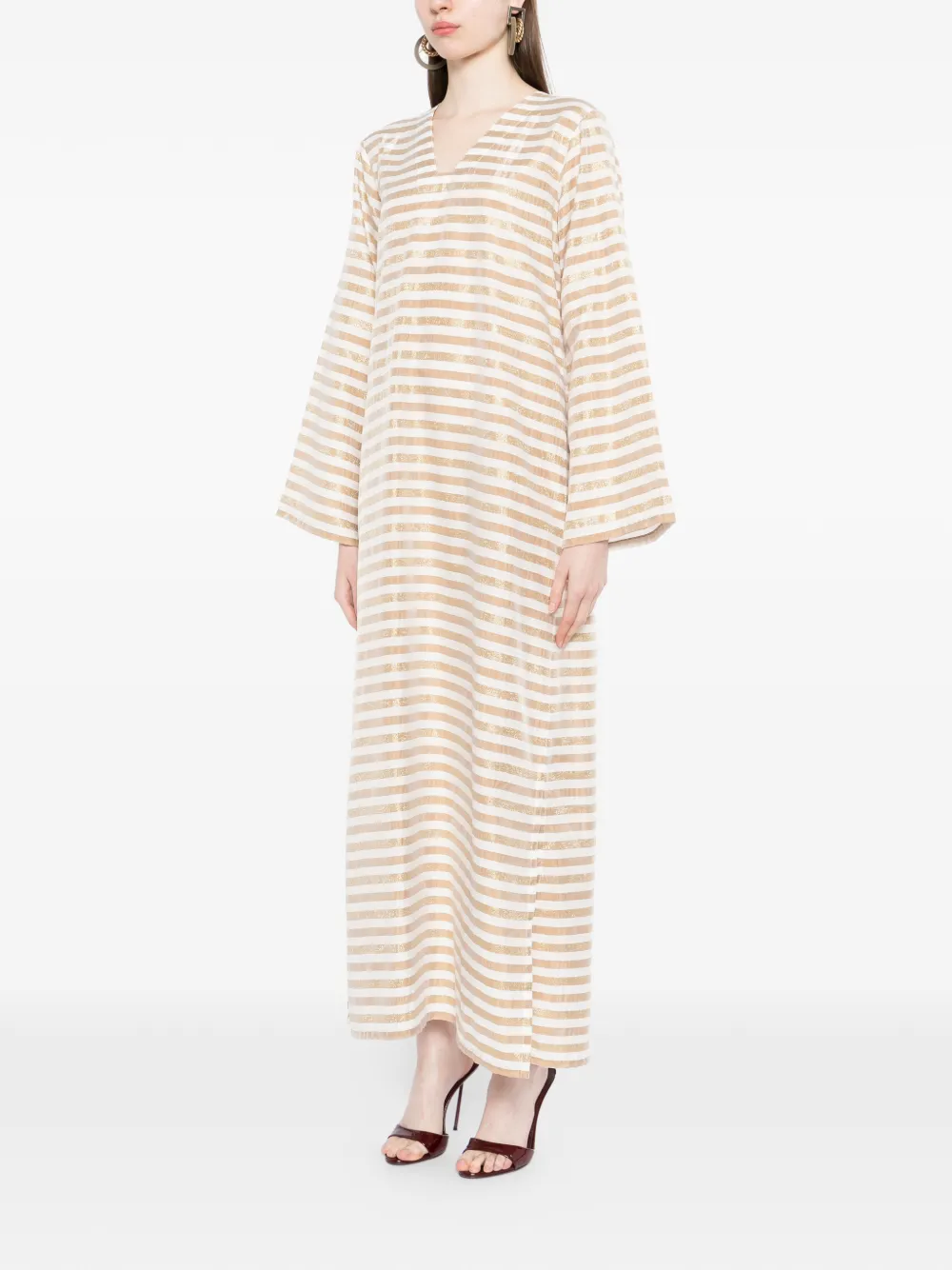 Bambah Gestreepte maxi-jurk Goud