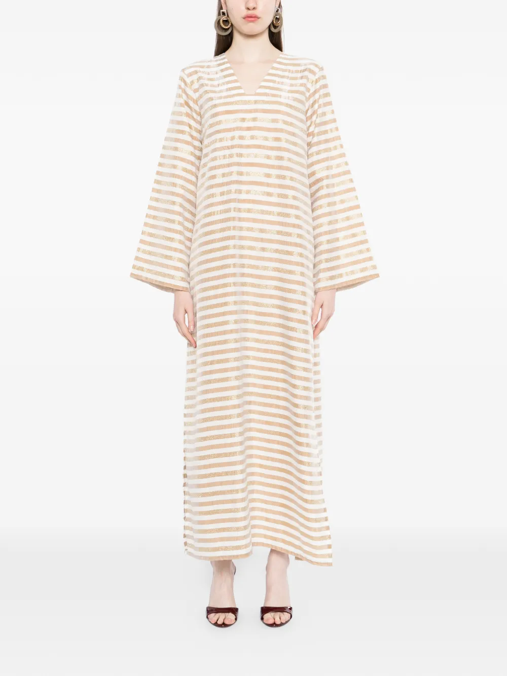 Bambah Gestreepte maxi-jurk Goud