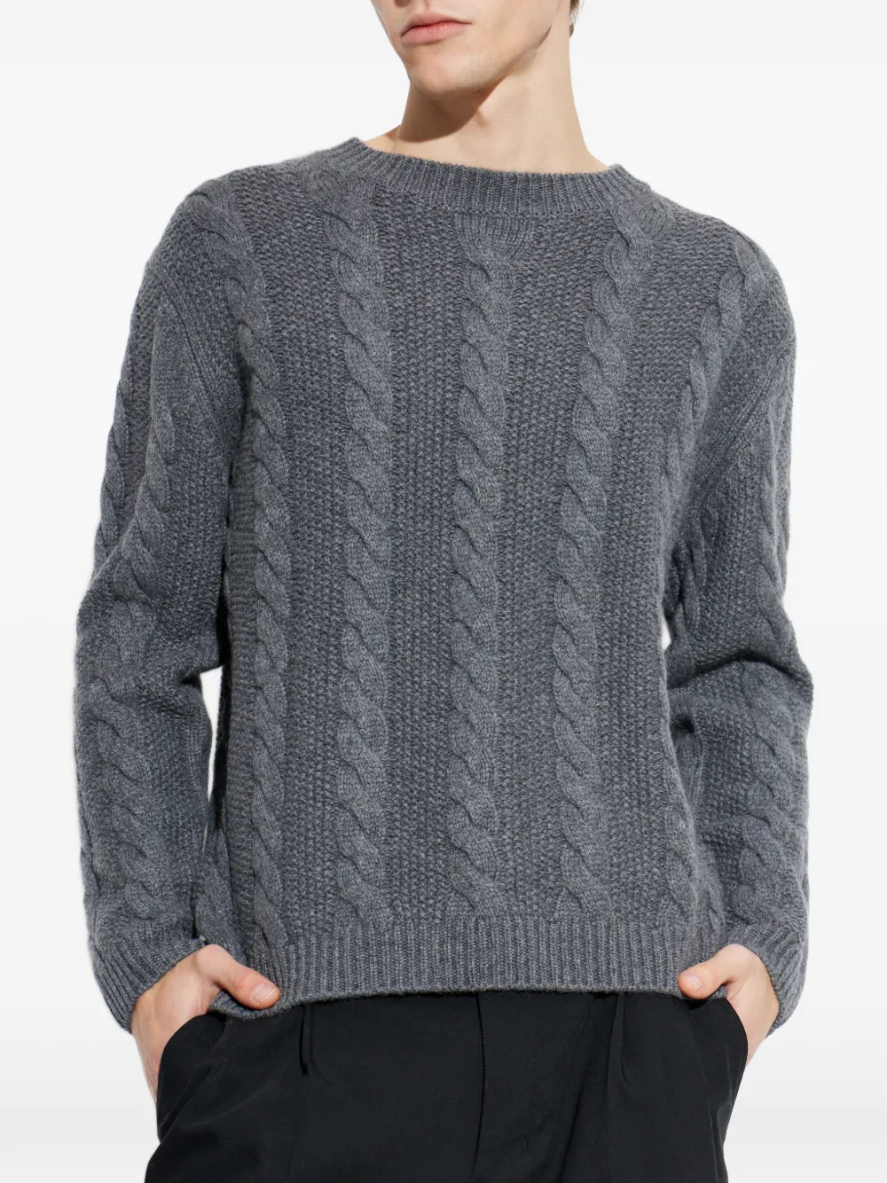 Lisa Yang cable-knit crew-neck sweater - Grigio