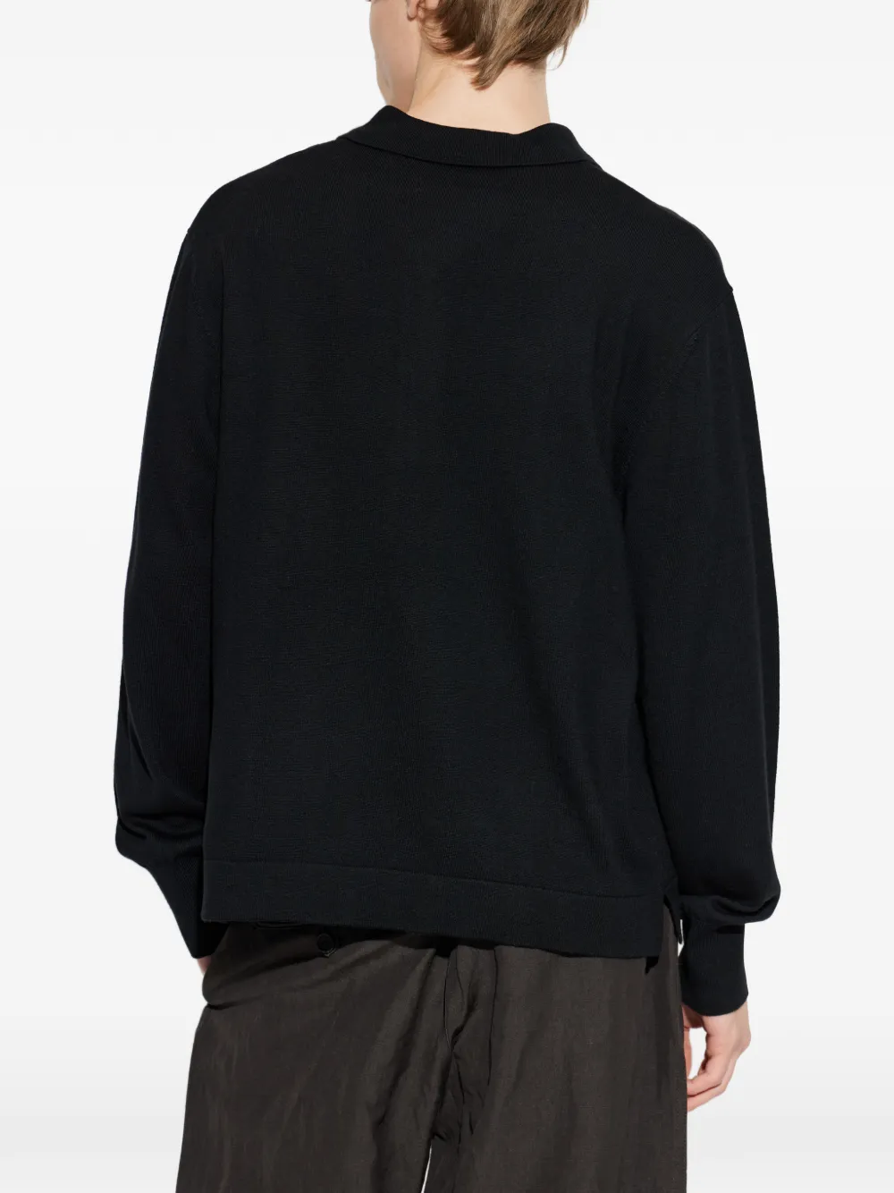 Officine Generale Wollen poloshirt met rits Zwart