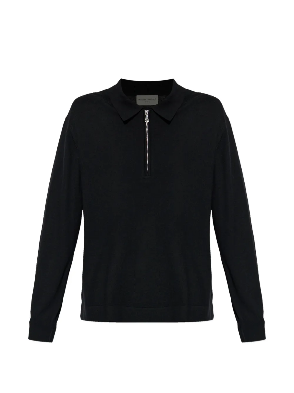 Officine Generale zip closure wool polo shirt - Nero
