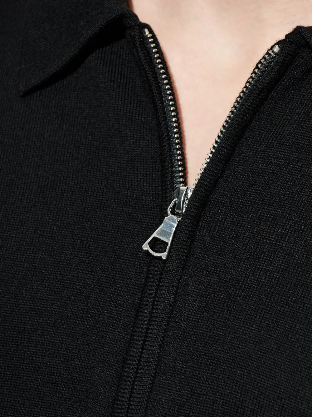 Officine Generale Wollen poloshirt met rits Zwart