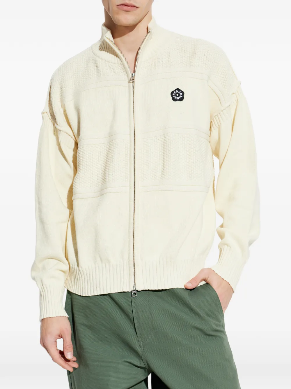Kenzo Vest met ritssluiting en bloemapplicatie Beige