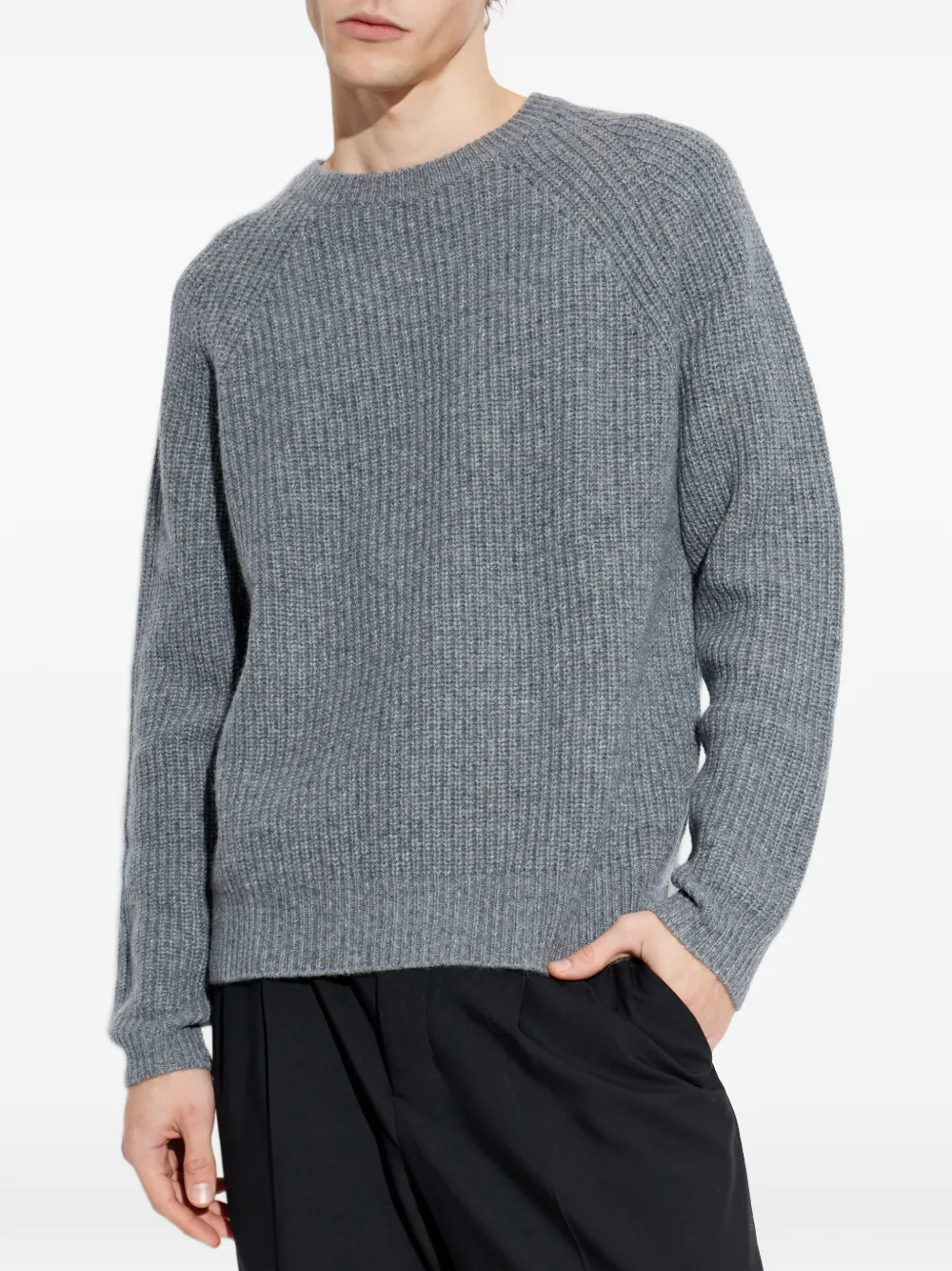  Lisa Yang Ribbed Raglan-sleeve Sweater - Grey 