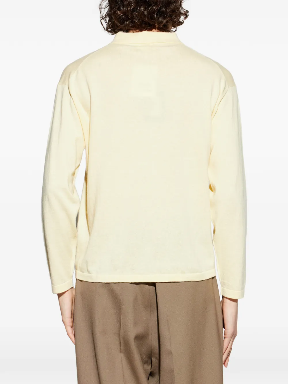 Lisa Yang Poloshirt met knoop en lange mouwen Geel