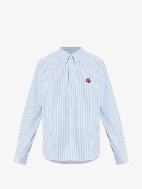 Kenzo camisa con detalle floral y motivo de rayas