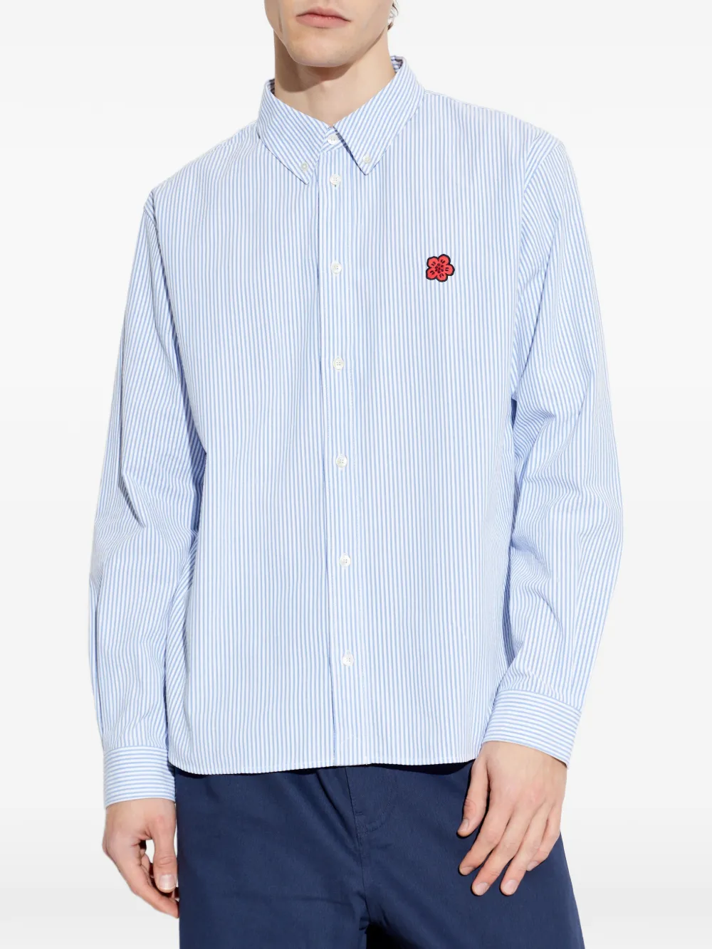 Kenzo Gestreept overhemd met bloemdetail Blauw