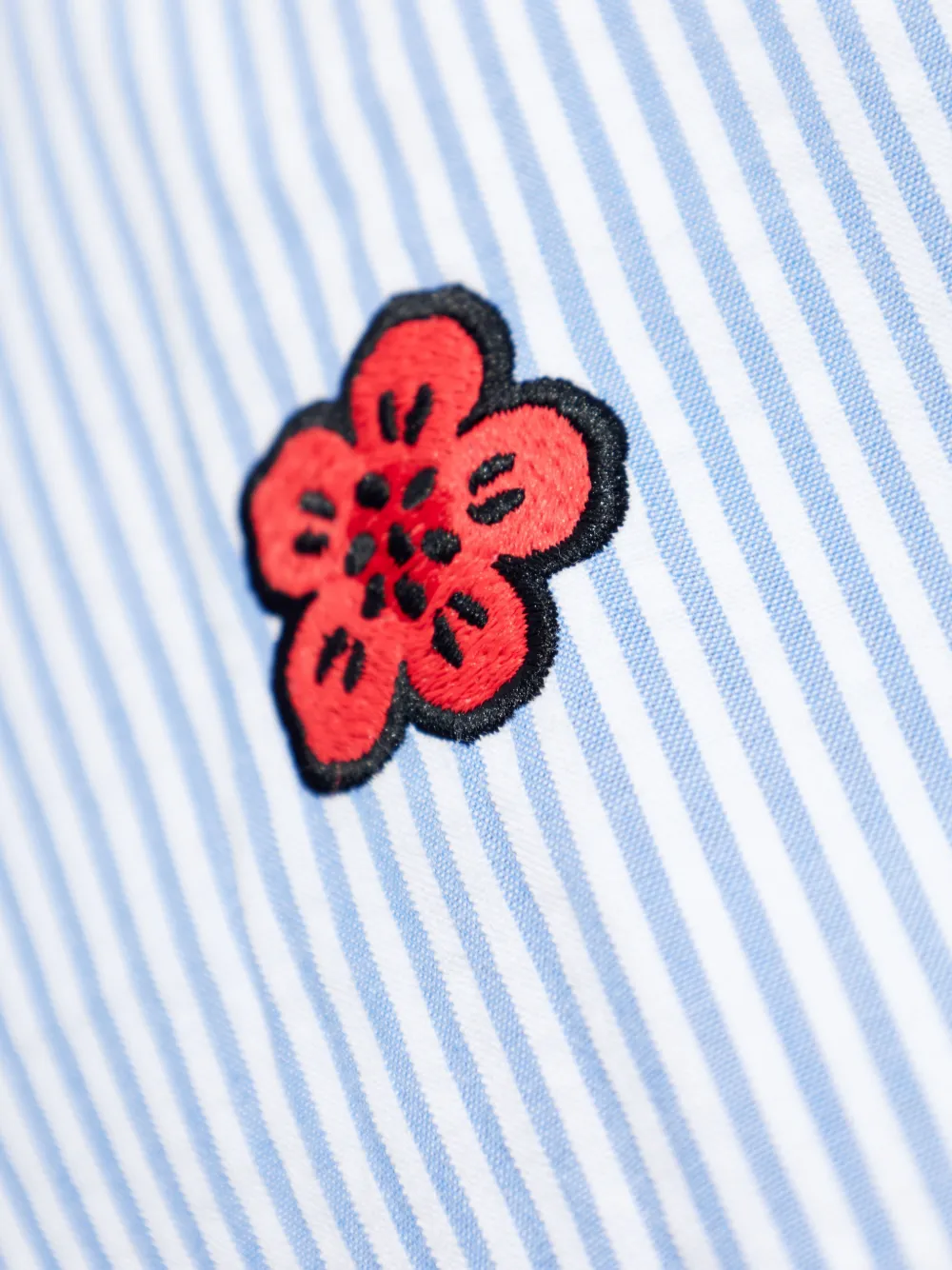 Kenzo Gestreept overhemd met bloemdetail Blauw