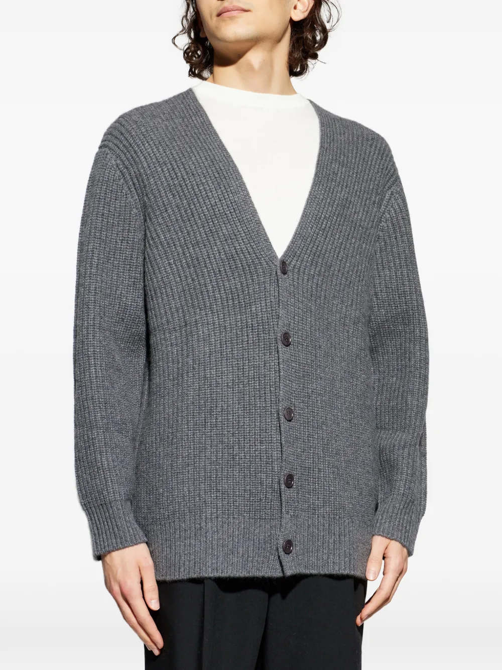  Lisa Yang Leander Ribbed Button Cardigan - Grey 