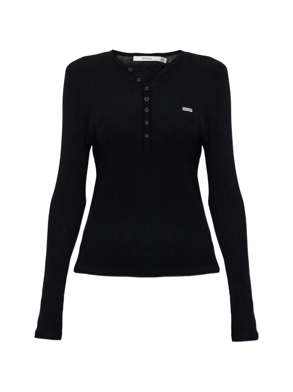 Gestuz buttoned ribbed top - Nero