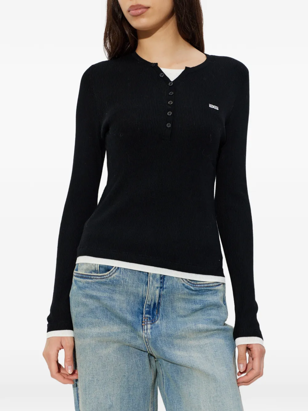 Buttoned Ribbed Top