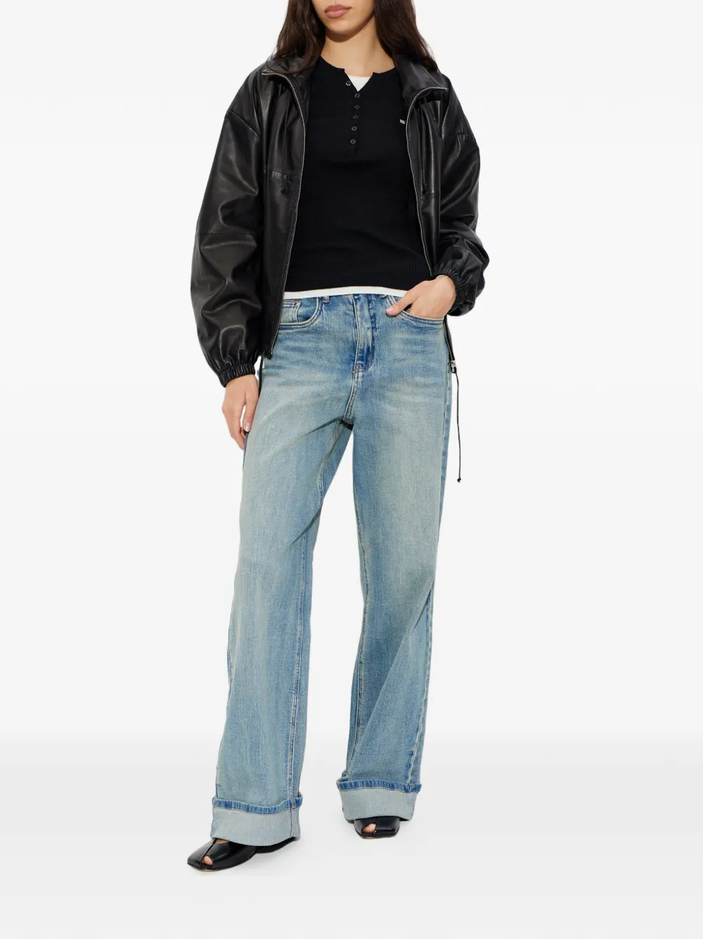  Gestuz Buttoned Ribbed Top - Black 