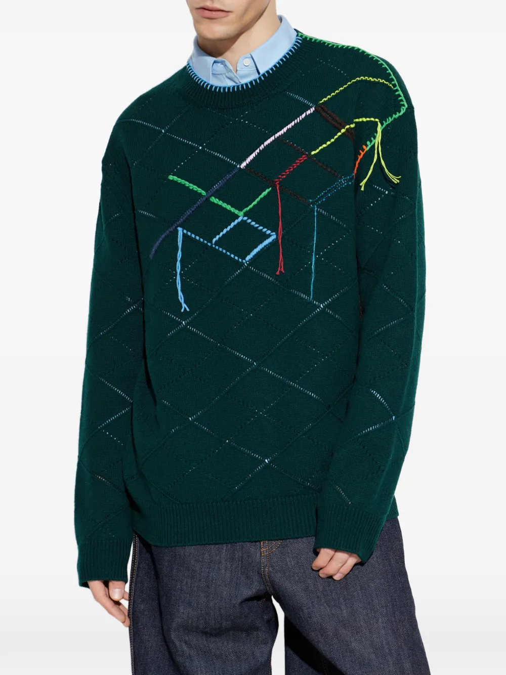  Loewe Multicolour Intarsia Sweater - Green 
