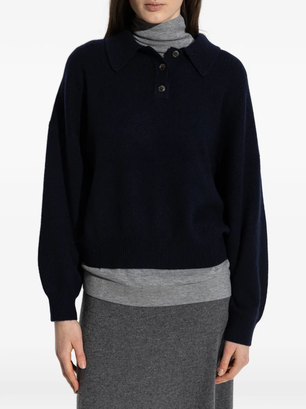 Lisa Yang Etta gebreide top met knopen Blauw