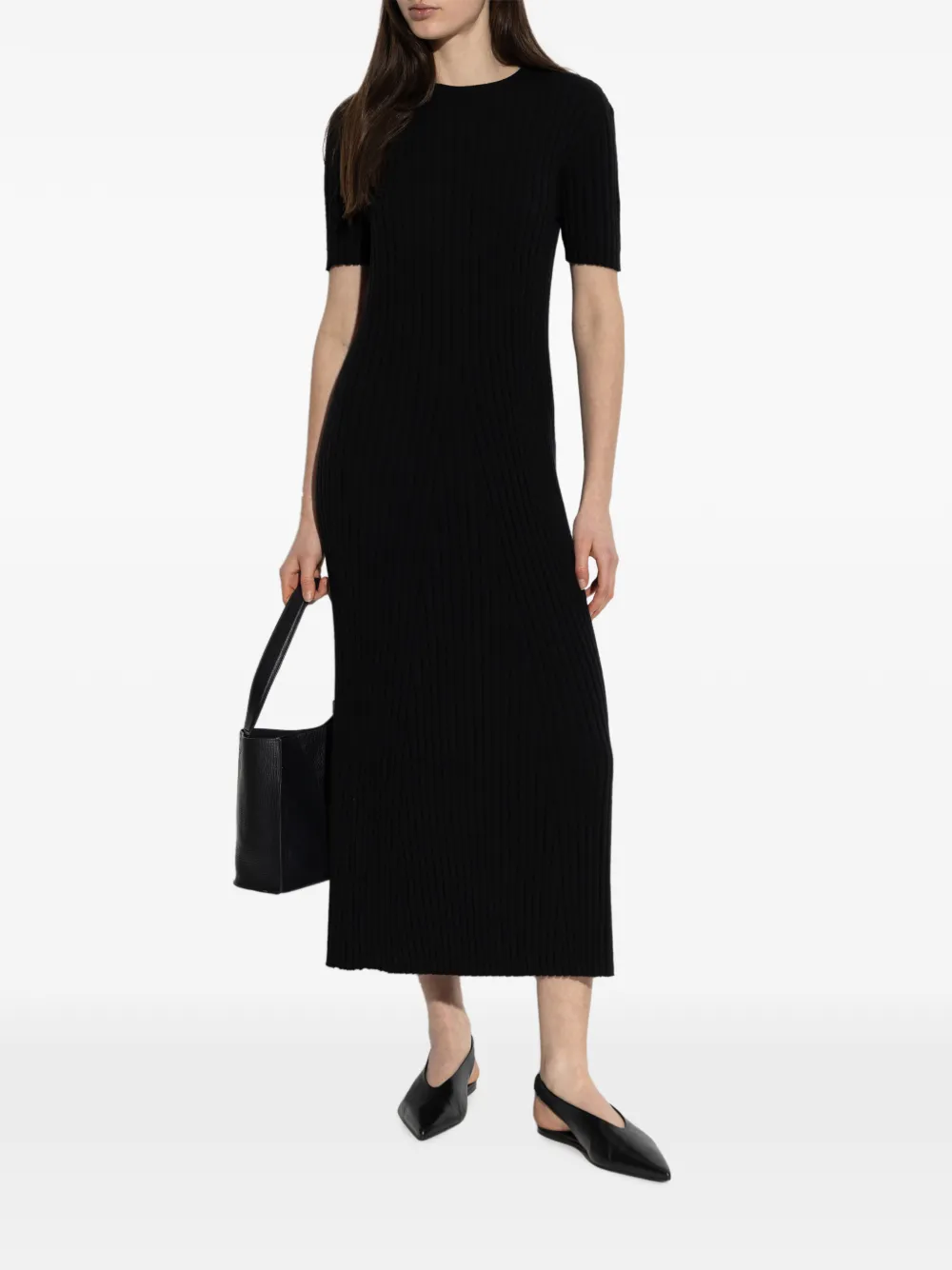  Lisa Yang Isabela Ribbed Midi Dress - Black 