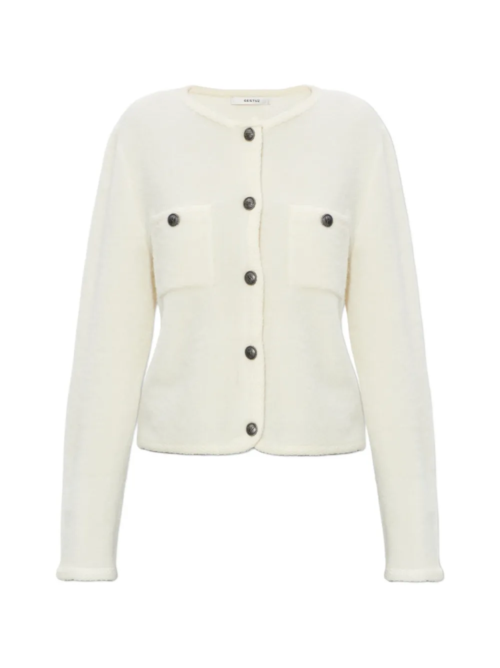 Gestuz buttoned chest-pocket cardigan - Toni neutri