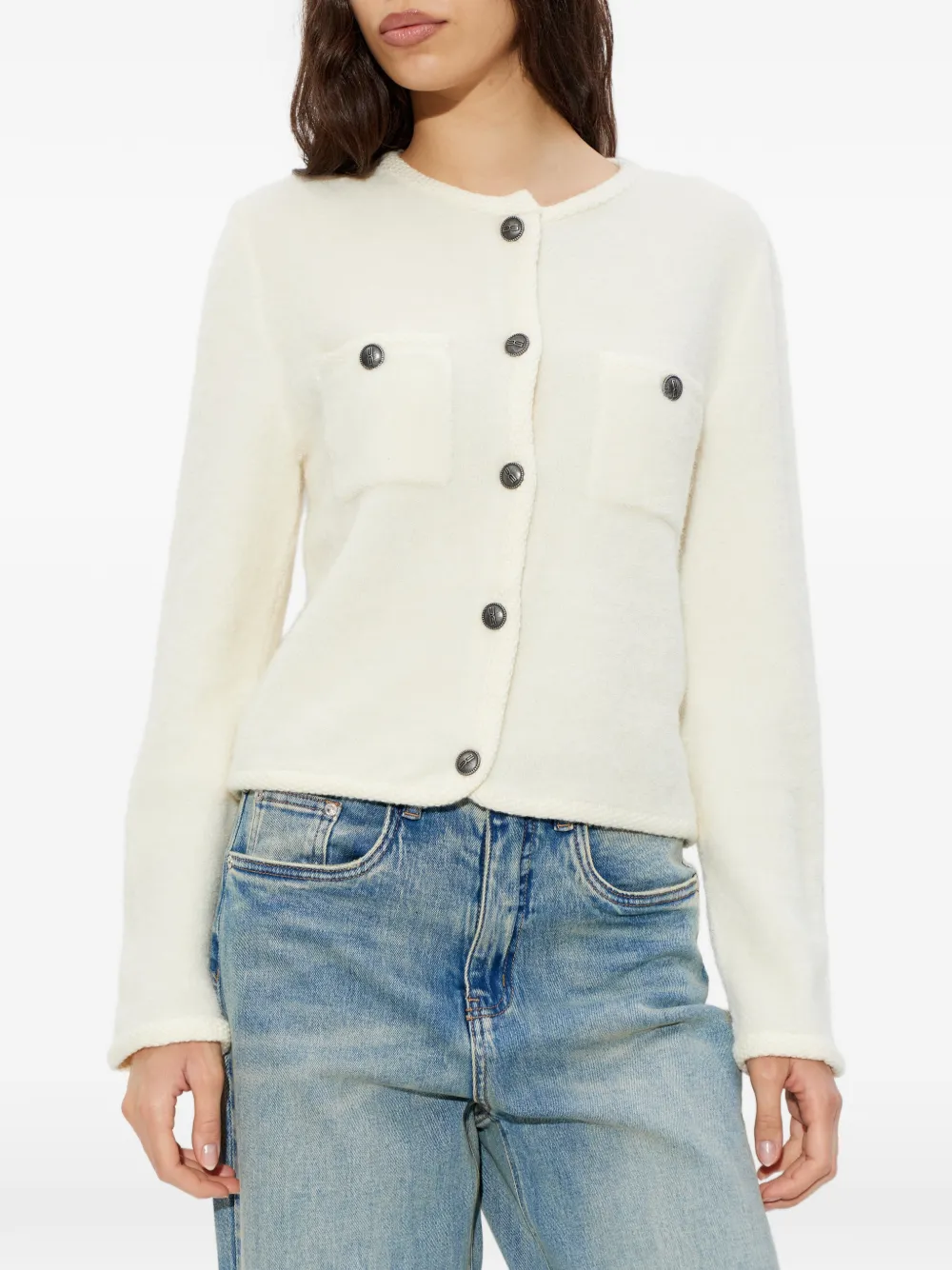  Gestuz Buttoned Chest-pocket Cardigan - Neutrals 