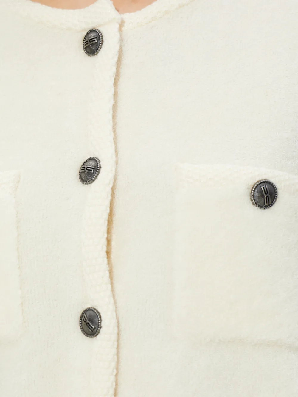 Gestuz Vest met borstzak en knopen Beige