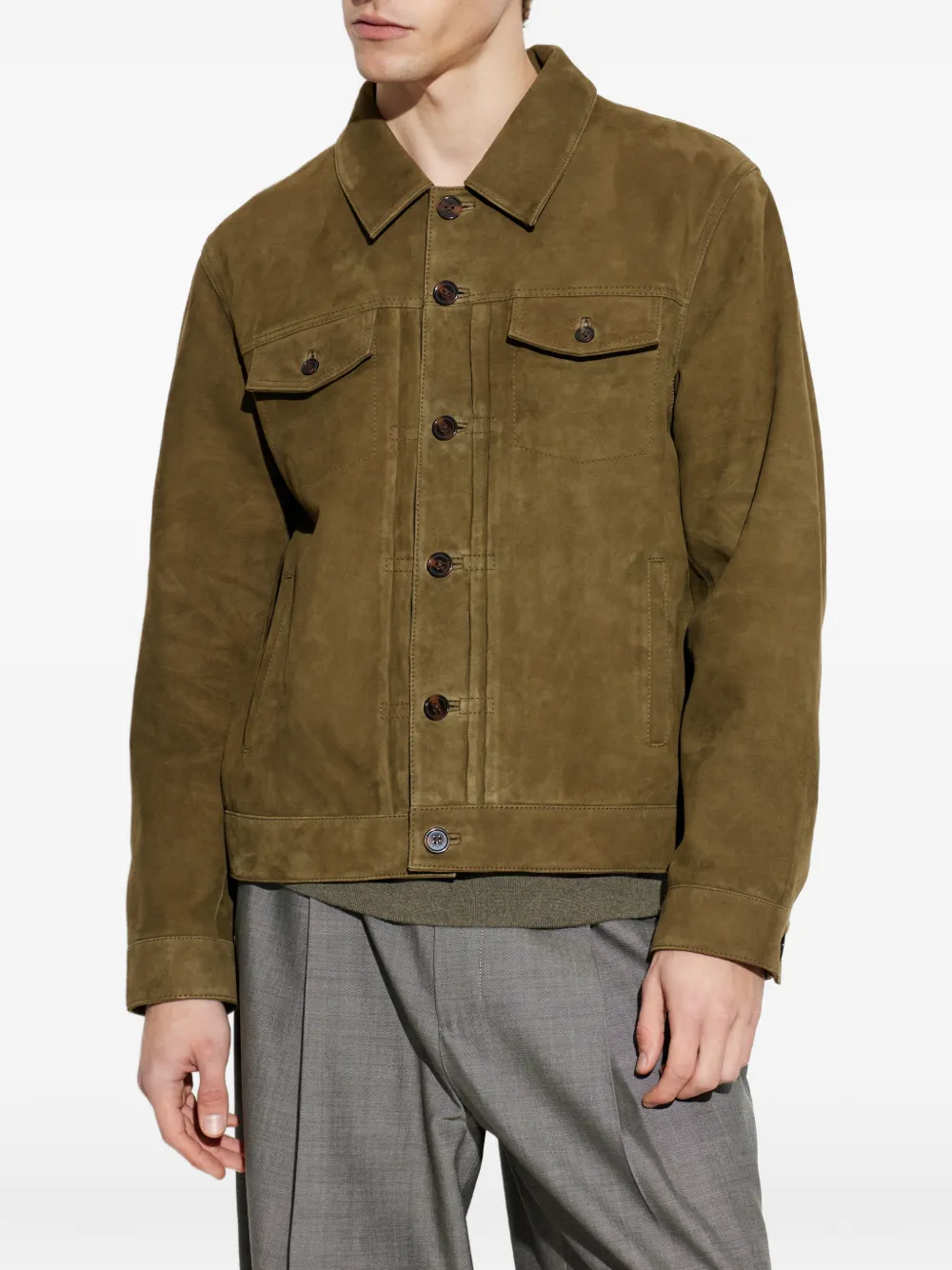  Officine Generale Button-fastening Suede Jacket - Brown 