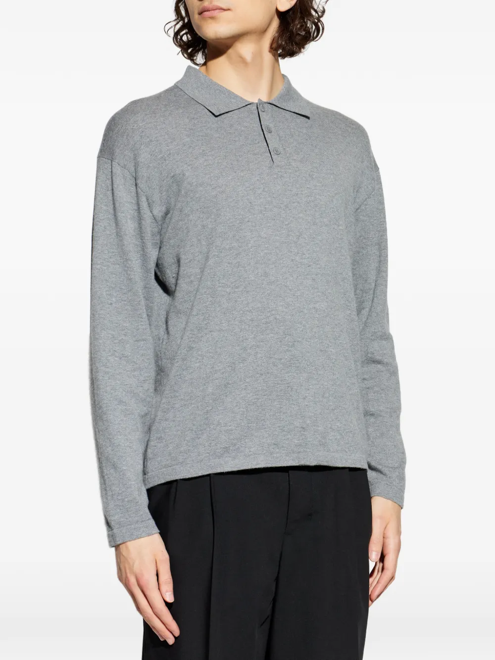  Lisa Yang Button Long-sleeve Polo Shirt - Grey 