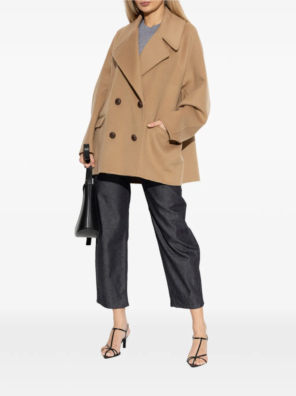  Loewe Double-breasted Button Coat - Brown 