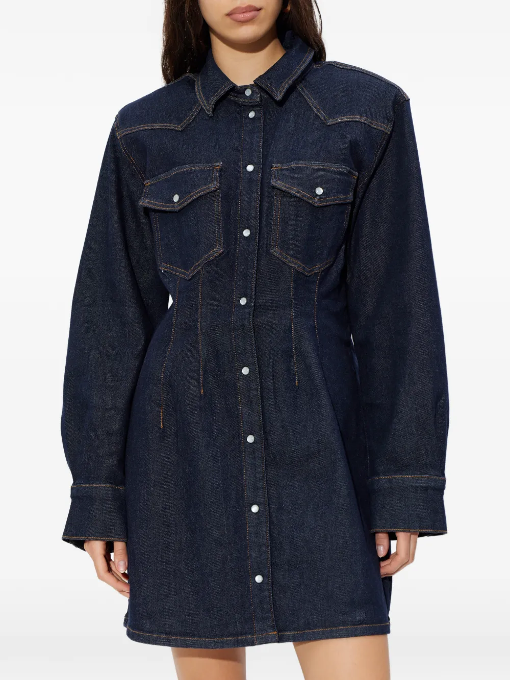 Gestuz Mini-jurk met borstzak en lange mouwen Blauw