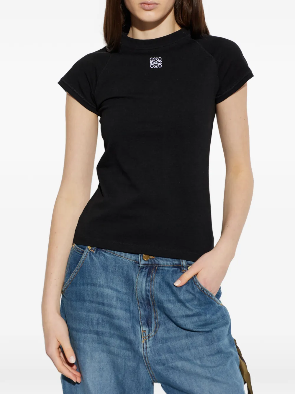 LOEWE T-shirt met geborduurd logo Zwart