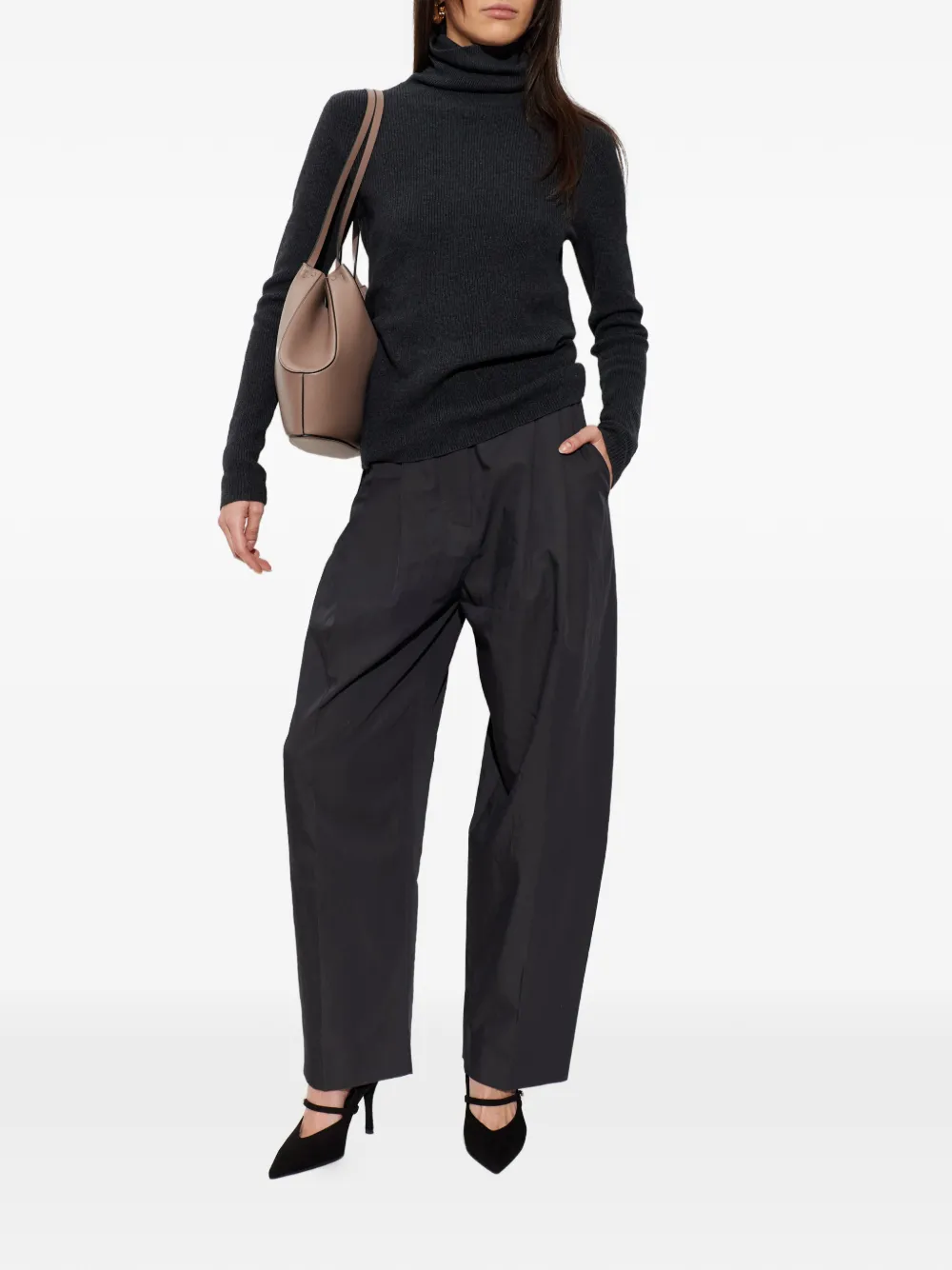  Lisa Yang Button Roll-neck Sweater - Grey 