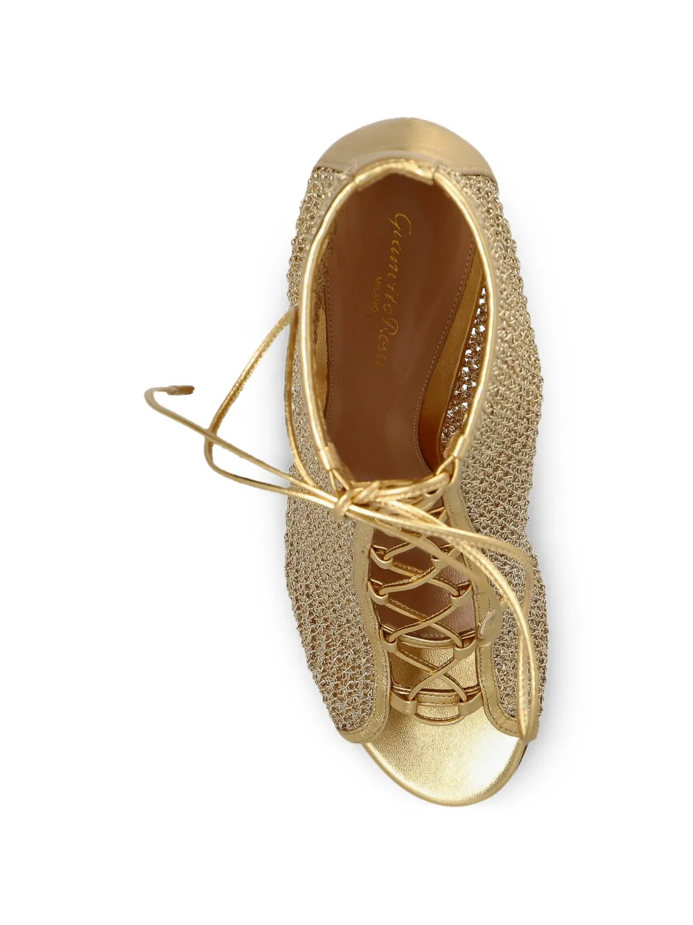 Gianvito Rossi lace-up peep-toe pumps Goud