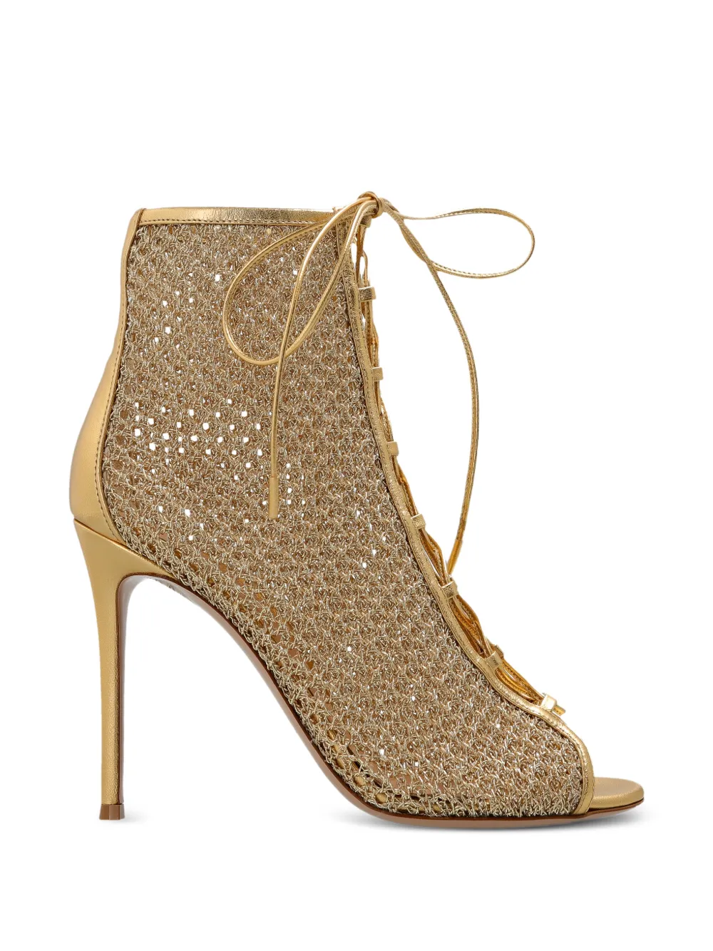 Gianvito Rossi lace-up peep-toe pumps Goud